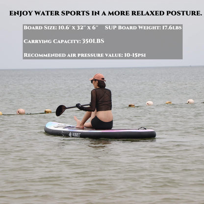 AISUNSS Inflatable Paddle Board for Adult, Paddle Board for All Skill Levels, Wide SUP Board with Primium Accessories Include SUP Carry Bag, Hand Pump, 10L Waterproof Bag and Adj Paddle