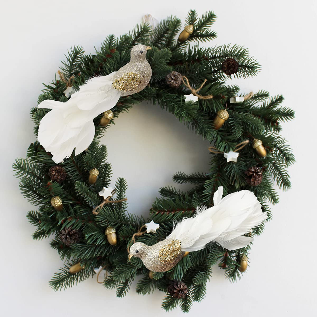 Yolococa Champagne Christmas Tree Decoration Birds,10x2x2 inches,2pcs
