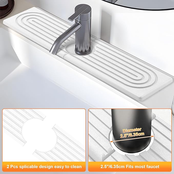 Kitchen Sink Faucet Mat, Super Absorbent Diatomaceous Earth kitchen Sink Mat