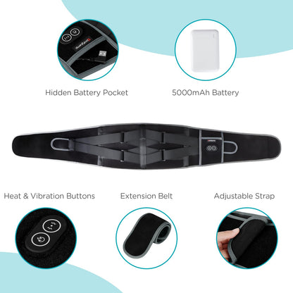 Comfytemp Cordless Heating Pad with Massager for Back Pain Relief, Portable Lower Back Massager FSA Eligible HSA Rechargeable, Birthday Gifts for Women Men Mom Dad Seniors Christmas 3 Heat 30 Auto-Off