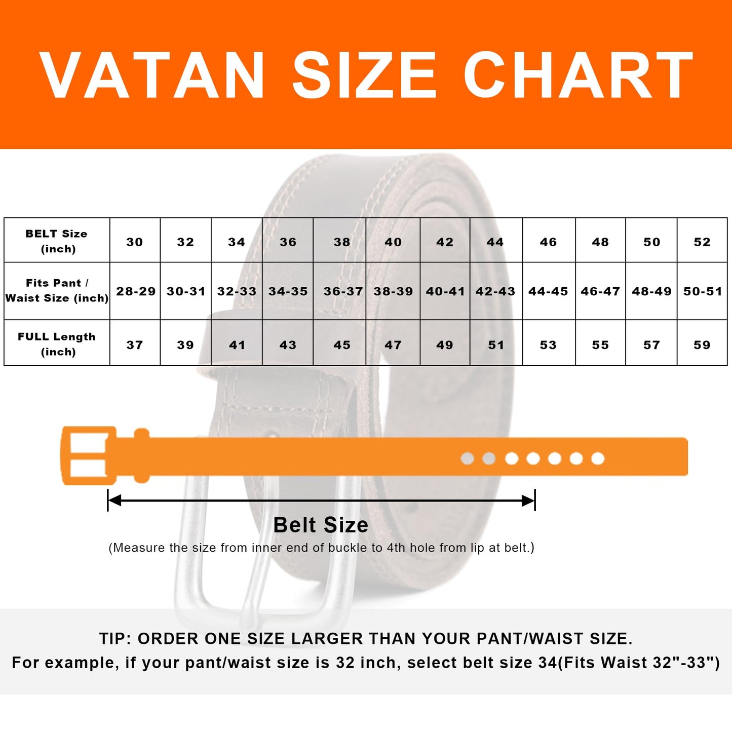 VATAN Men's Full Grain Leather Casual Every Day Jeans Belts, Handmade Men Leather Belt with Gift Box