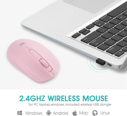 Rii Wireless Mouse, 2.4G Portable Computer Mice for PC, Laptop, Windows,Office Included Wireless USB dongle (Black)