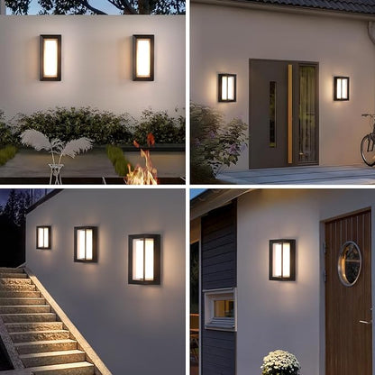 Outdoor Wall Light Modern Outdoor Sconce - 24W LED Exterior Lights Fixture Black Aluminum Outdoor Lighting Waterproof for Porch,Patio,Garage 4 Pack