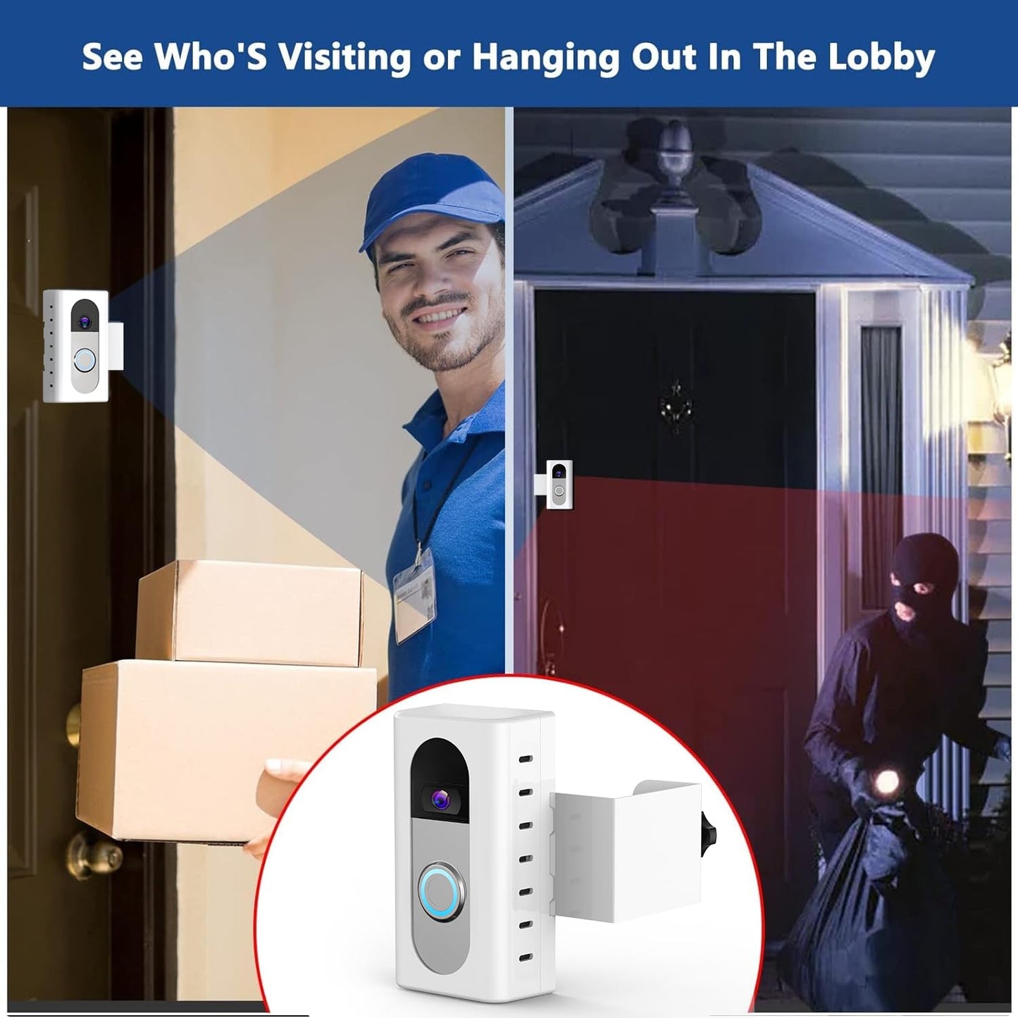 KIMILAR Anti-Theft Video Doorbell Mount Compatible with Ring/Blink Wireless Video Doorbell, Adjustable Mounting Bracket Accessories for Houses, Apartments, Businesses, Not for Security Door