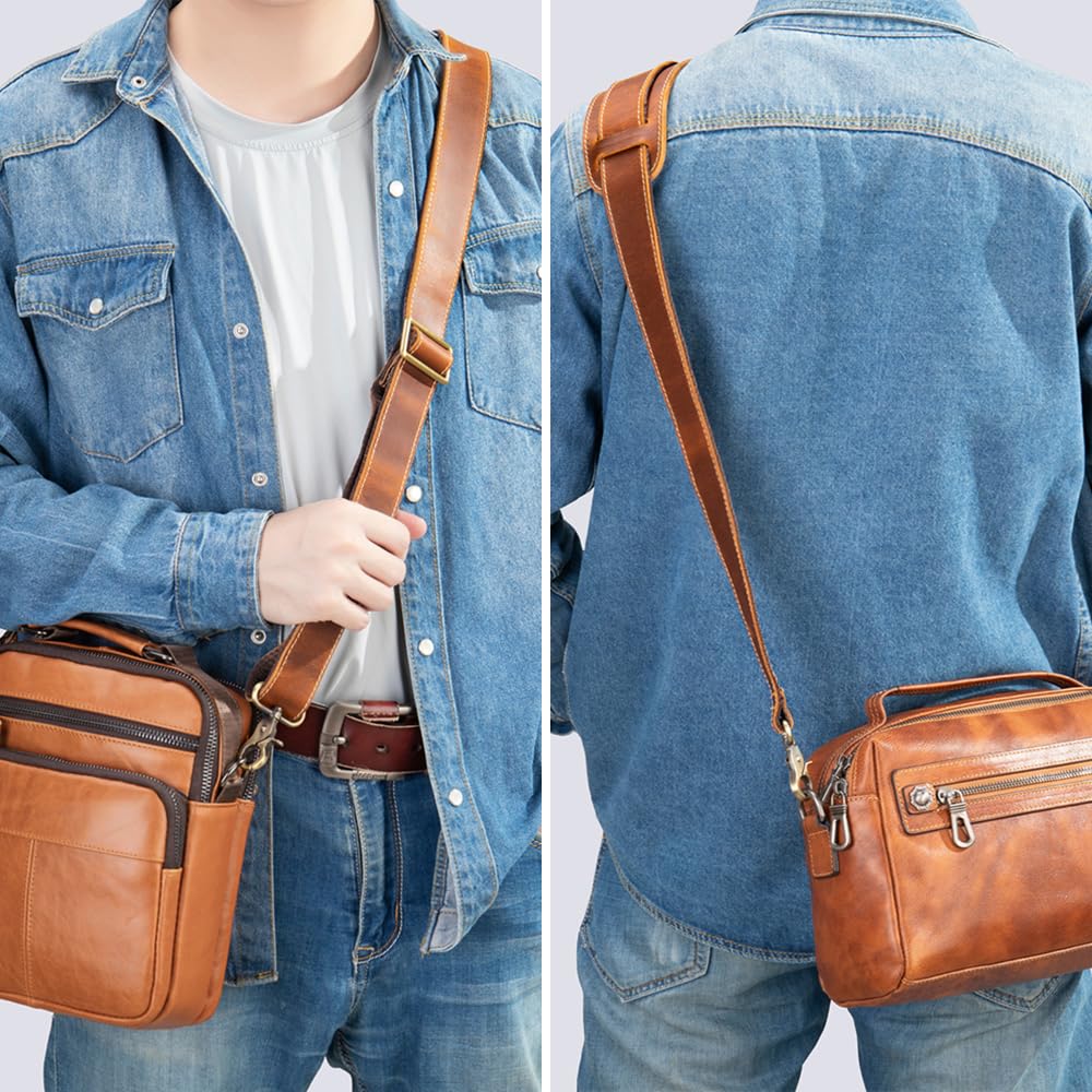 Leather Bag Strap Replacement - Adjustable Shoulder Strap for Messenger Briefcase Duffle Crossbody Bags