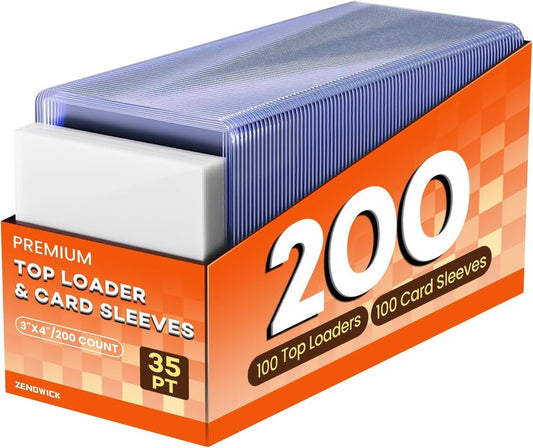 Top Loaders for Cards - 200 Hard Plastic Sleeves for Baseball & Football | 3" x 4" Trading Card Protectors
