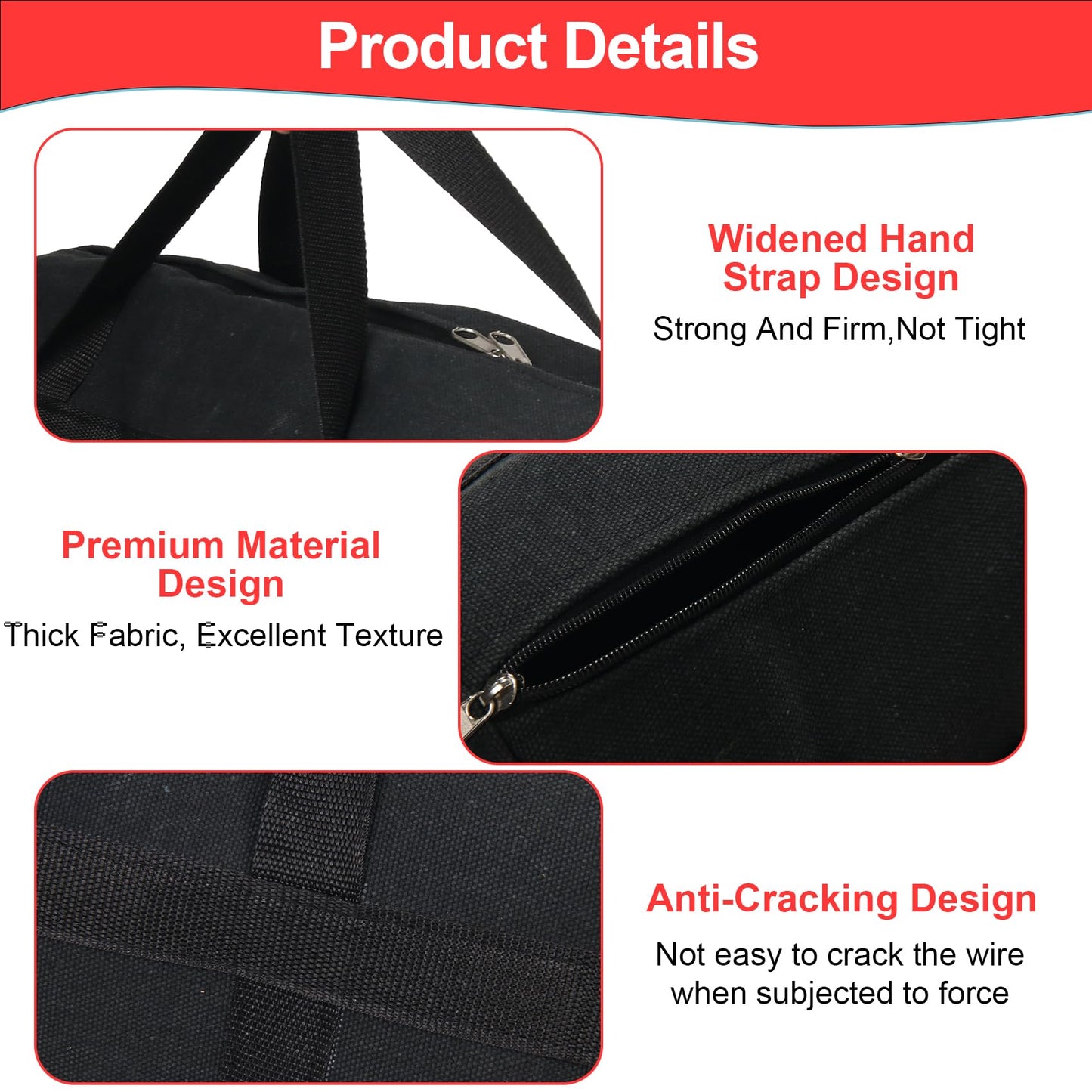 LEXICHER 24" Grill Tool Storage Bag, Canvas, Black, Unisex, Classic Style, 60x24x24 cm/24 * 9.4 * 9.4 inches, Zipper Closure, Hand Strap, Perfect for Outdoor Grilling, Camping, Hiking