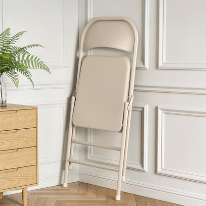 MAKE CHANGES 4 Pack Folding Chairs, Indoor Outdoor Foldable Chair Sturdy Metal Chairs, Portable Chair Comfortable Event Chair for Banquet, Event, Party, Wedding, Church(Khaki)