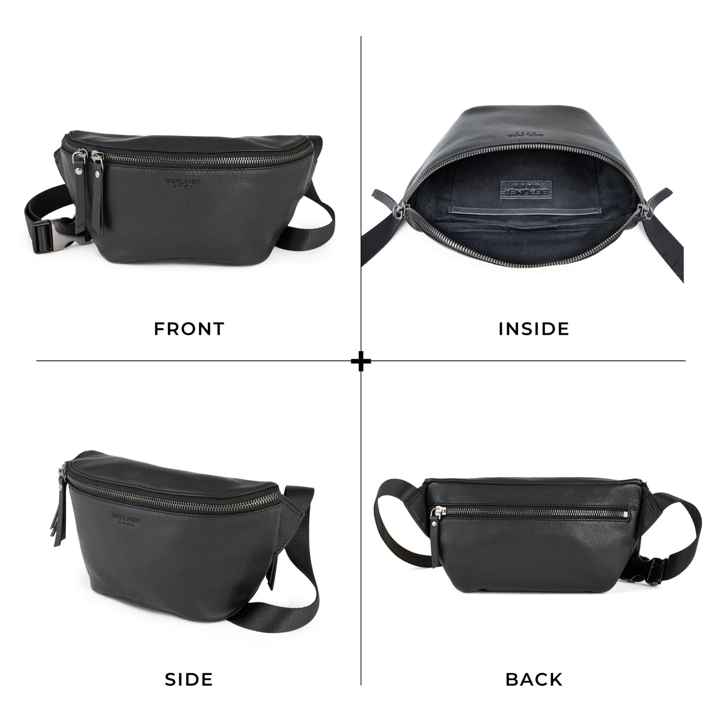 Berliner Bags Premium Genuine Leather Fanny Pack Noah, Belt Bag, Crossbody Sling Bag for Men and Women, Gift for Dad - Black