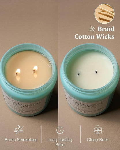 M&SENSE Sandalwood Jasmine Scented Candles, Large Soy Natural Long Lasting 19.4oz 110 Hour Burning Floral Non Toxic Double Wick Aromatherapy Candle Gifts for Women Friend