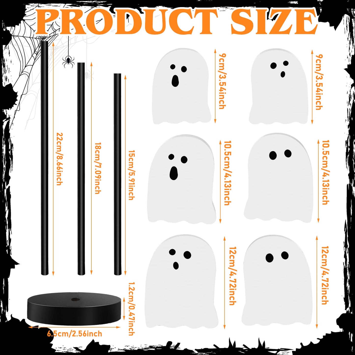 Briwooody 6 Pcs Halloween Table Decorations Cute Ghost Wooden Signs Halloween Tiered Tray Decor White Ghost Spooky Table Centerpiece Tall Block Sign for Party Home Mantel Shelf Room Decor