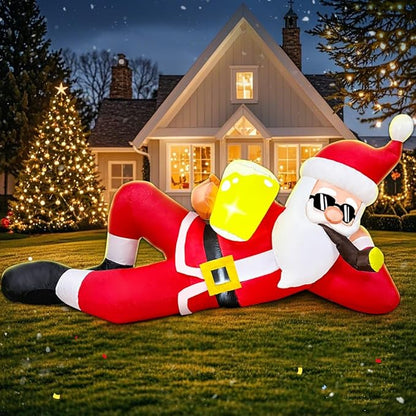 KOOY 6FT Christmas Inflatable Santa Claus Outdoor Decoration with LED Lights, Christmas Decoration Outdoor, Blow up Yard Decor for Outside Garden Lawn Xmas