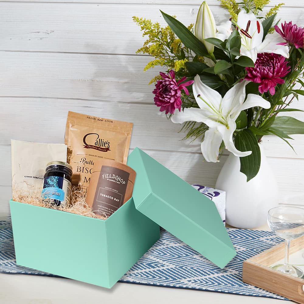 Briful Square Gift Boxes with Lids Set of 4 Teal Green Gift Box Assorted Sizes Nesting Gift Boxes for Presents Birthday Bridesmaid Wedding Valentines Christmas Party Favor Boxes