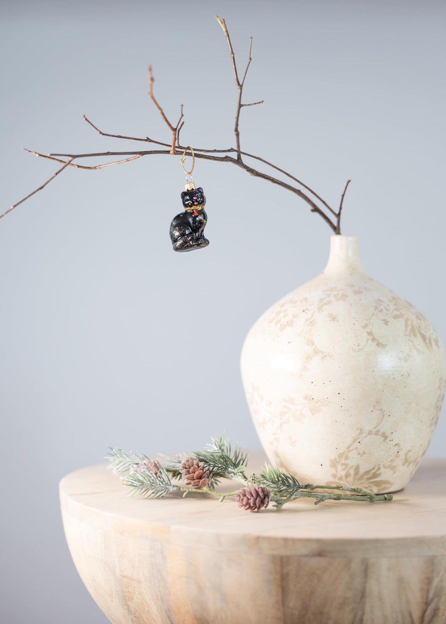 Polish Gallery Miniature Christmas Ornaments for Mini Tree Black Cat Handcrafted Mouth Blown Glass Mini Glass Christmas Balls Tiny Tree Ornaments Made in Poland