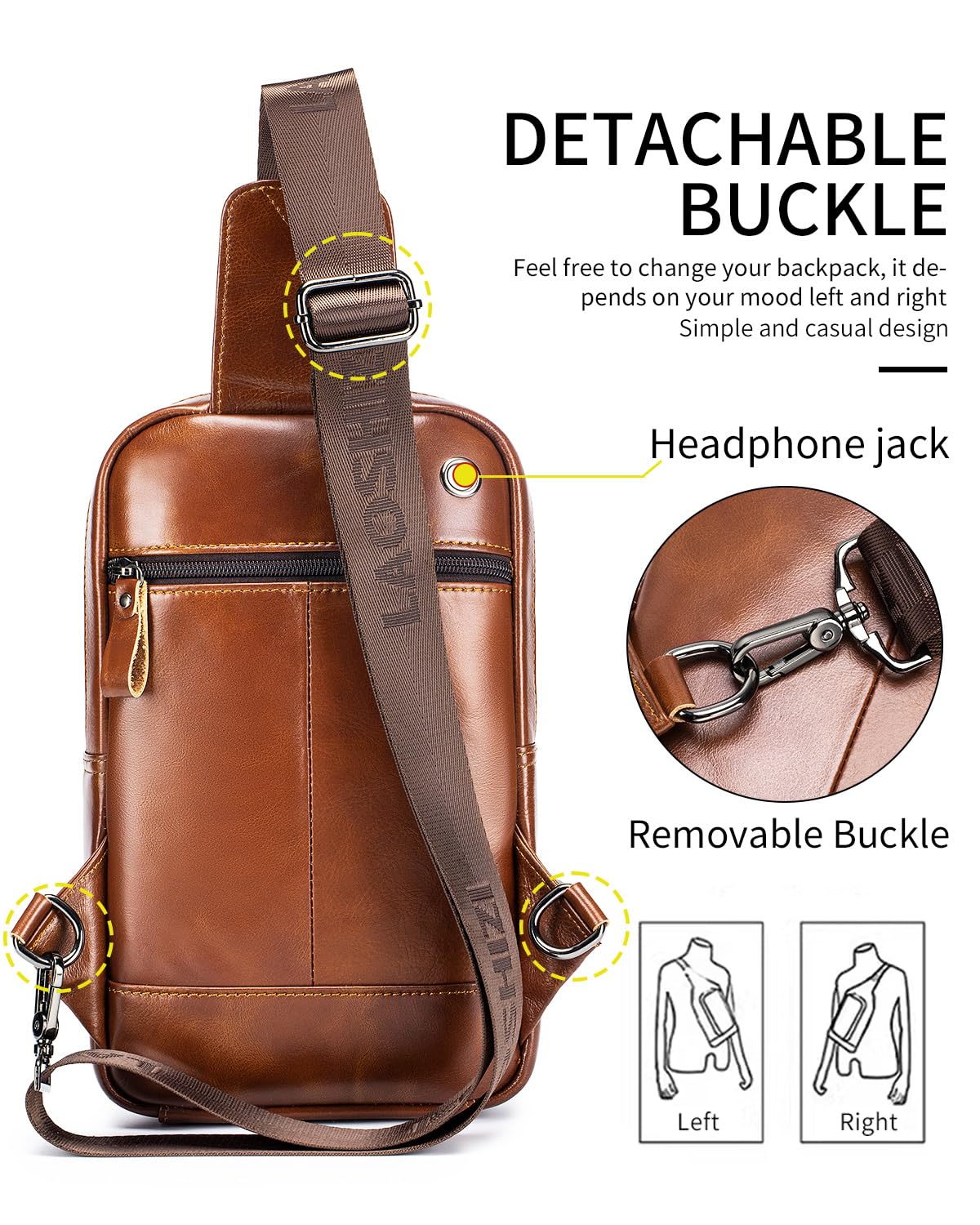 STEELLION Leather Crossbody Bag for Men, Genuine Cowhide Chest Bag with Large Capacity, 3 Card Slots, 2 Pen Holders and Organizer, Men's Sling Bag for Business, Travel, Casual and Daily Use (Brown)