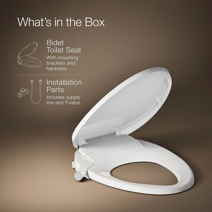 Kohler PureWash M300 Manual Elongated Bidet Toilet Seat, Chrome Handle, Quiet-Close Lid Prevents Slamming, Toilet Bidet, Easy Installation with Quick-Release Hinges, Self-Cleaning Wand