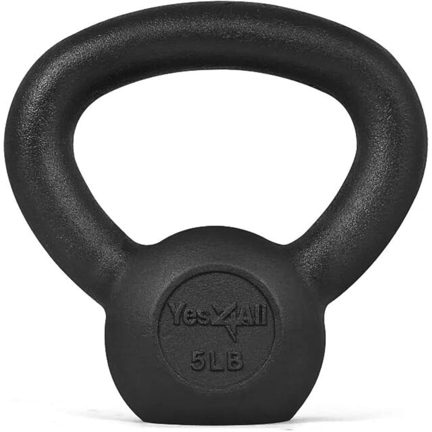 Yes4All Cast Iron Kettlebell, 5-80 Lb Built to Last One-Piece Design, Comfortable 1–2 Hand Grip for Swings, Squats, Deadlifts & Snatches, Stable Flat Base, Single & Pair - 5LB, Single