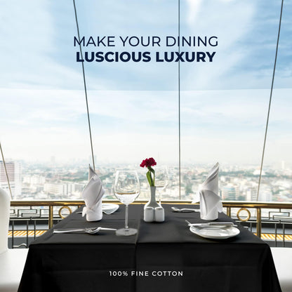 LivinEase Rectangular Tablecloth 140x200cm – 250 GSM Cotton Blend Black Table cloths for 4 to 6 Seater Table - Linen TableCloth Ideal for Christmas, Parties, Halloween and Every Occasions