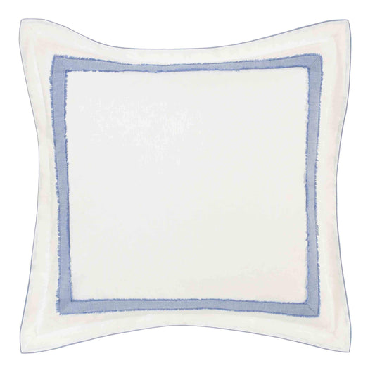Laura Ashley - Euro Sham, Soft Faux Linen Ramie Cotton Decorative Pillow Cover with Border Detail, 26x26, Room Decor (Mila Blue)