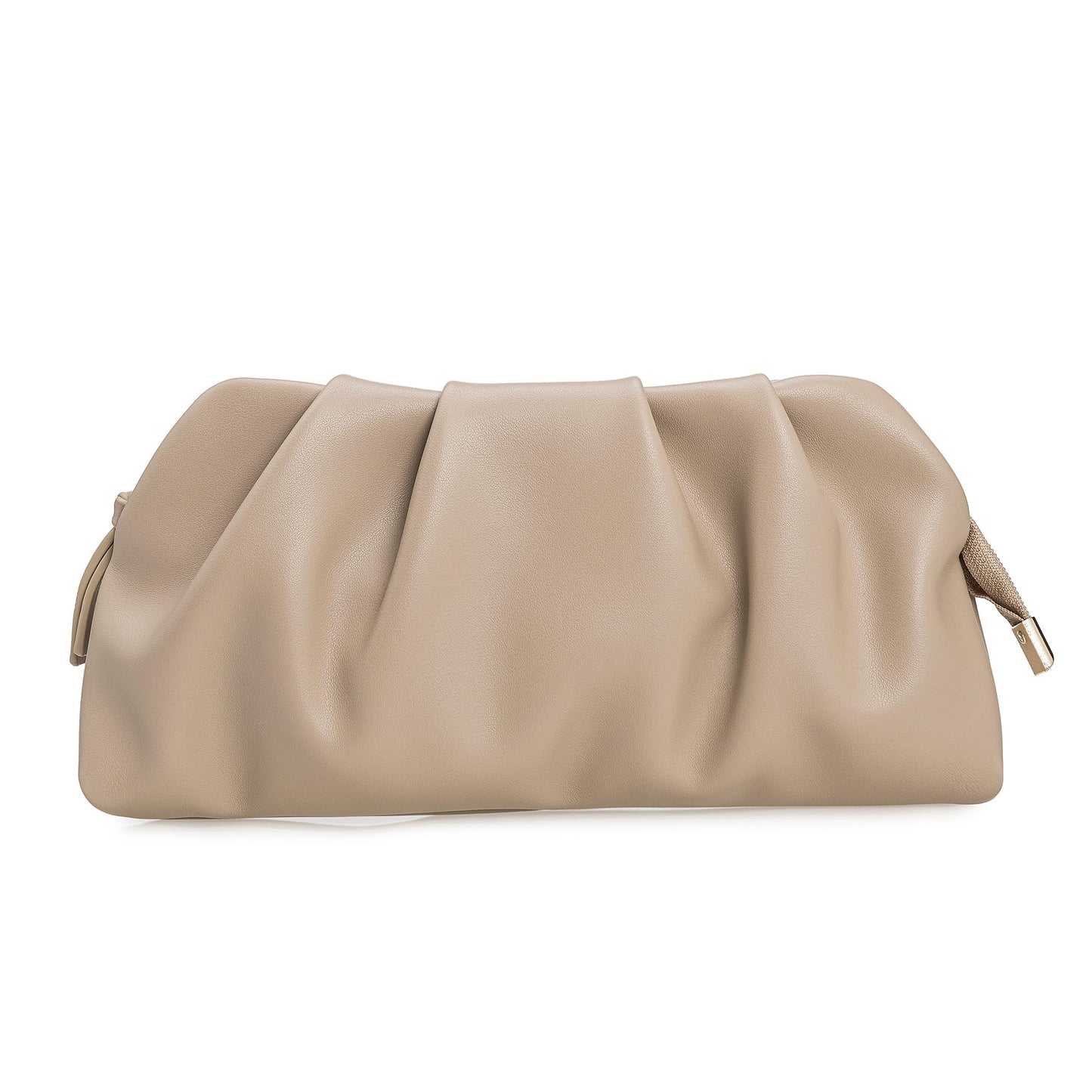 IXEBELLA Dressy PU Clutch Purse for Women Formal Soft Pleated Vegan Leather Evening Bag for Wedding/Prom/Cocktail Party (Taupe)