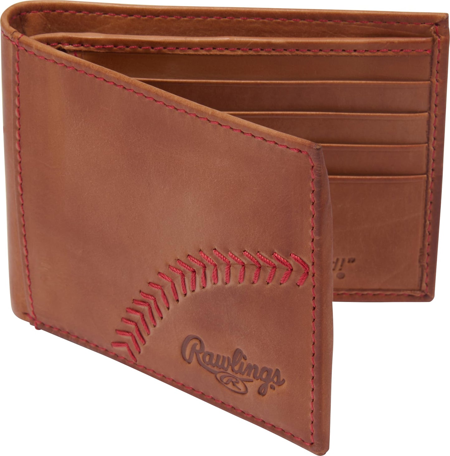 Rawlings | Men's Bifold Wallet Collection | Genuine Leather | Light Brown | Baseball Seam Stitch