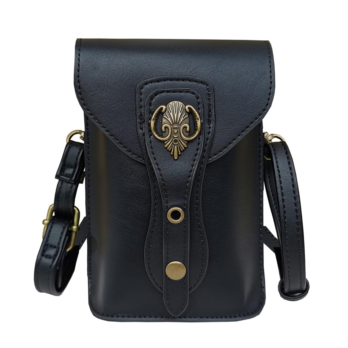 Larswon Belt Pouch, Renaissance Bag Medieval Leather Ren Faire Accessories Small Crossbody Belt Bag Cell Phone Pouch Renaissance Belt (Black - Fairy)