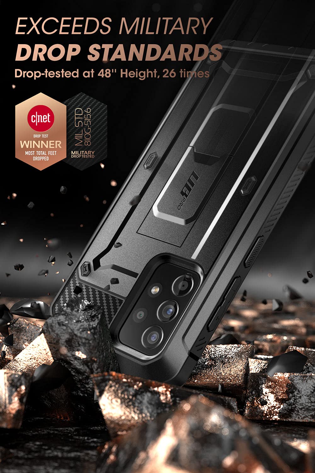 SUPCASE for Samsung Galaxy A53 5G Case with Screen Protector (Unicorn Beetle Pro), [Built-in Stand & Belt-Clip] Heavy Duty Shockproof Rugged Kickstand Protective Phone Case for Samsung A53 5G, Black