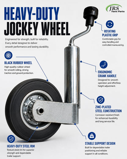 JRS Farm Parts 900 lb Single Wheel Trailer Jack, 17.5" Adjustable Lift Travel | Heavy Duty Bolt-On Tongue Jack for Boat, RV, Camper & Utility Trailers