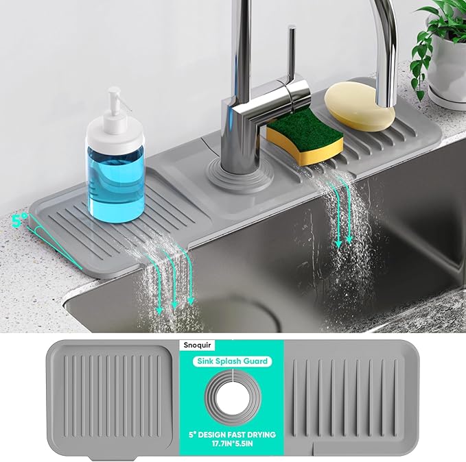 17.7'' Faucet Mat for Kitchen Sink Kitchen Sink Splash Guard Silicone Kitchen