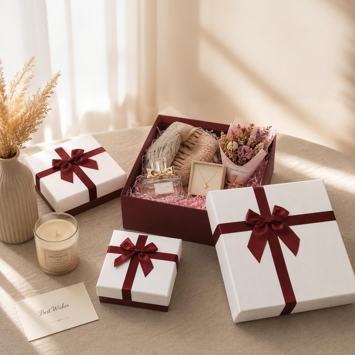 Eerbaier Gift Boxes with Lids for Presents, Set of 4 Gift Boxes for Presents, Luxury Gift Wrap Boxes, Decorative Present Boxes for All Gift Giving Occasions