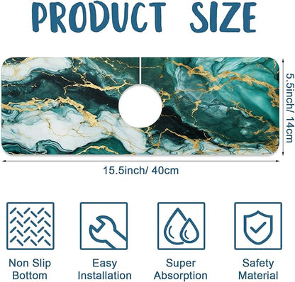 Green Marble Sink Faucet Absorbing Mat Liquid Gold Marble Super Absorbent Fast