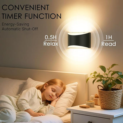 FOLKSMATE Battery Operated Wall Sconces Set of 4, Rechargeable Wireless Remote & Touch Control Wall Lamps, 3 Color Temperatures, Cordless Dimmable Lamp for Bedroom, Living Room, Hallway