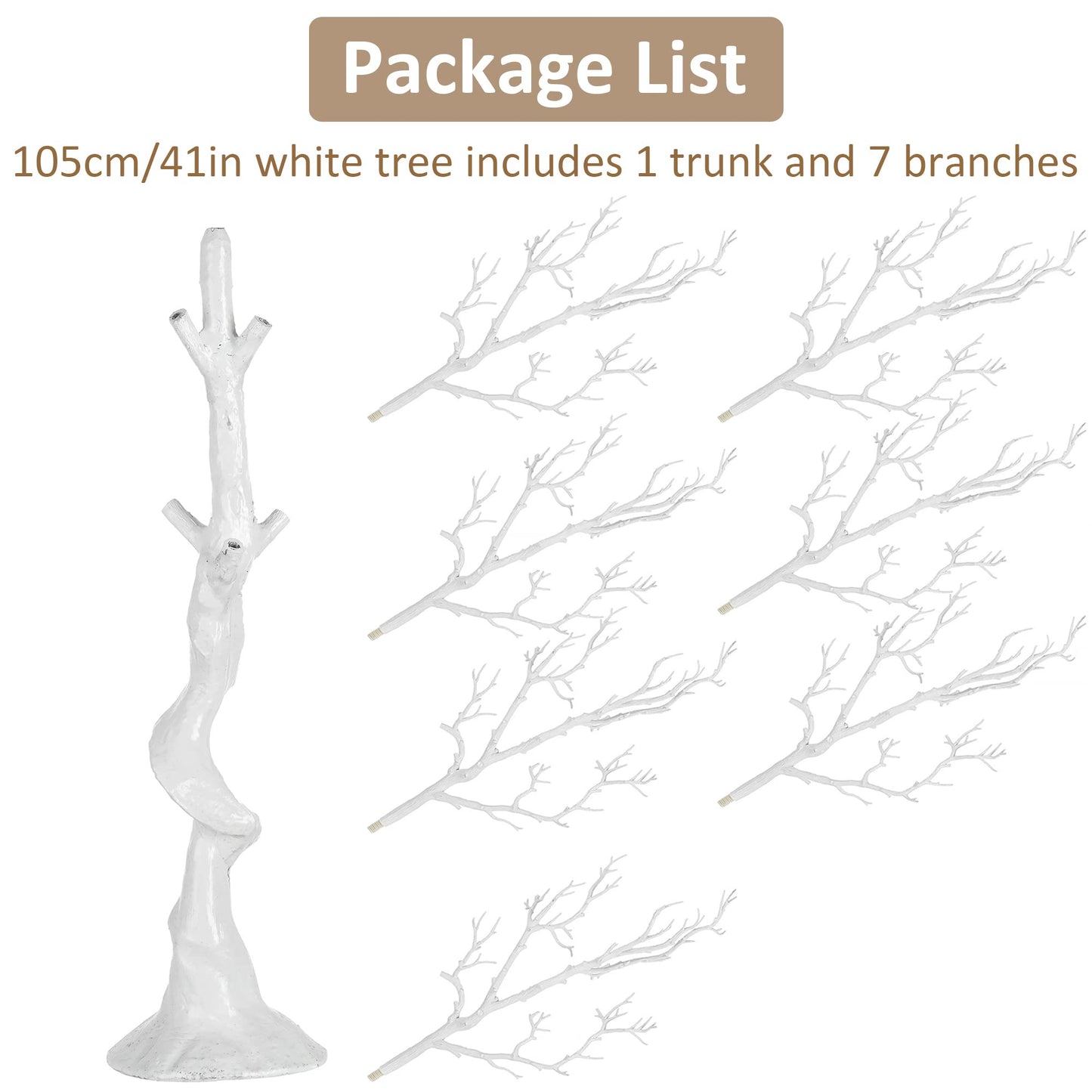 Sziqiqi Ornament Display Tree White Artificial Trees 3.4FT Tall Fake Decorative Manzanita Tree for Table Centerpiece Wedding Party Birthday Garden Christmas Decorations