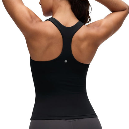 CRZ YOGA Butterluxe Workout Tank Tops for Women Built in Bras Padded - Racerback Athletic Spandex Yoga Camisole Black X-Large