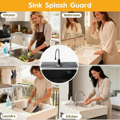 16" Silicone Faucet Mat for Kitchen Sink Released in 2025/12TH, 8° Slope Fast