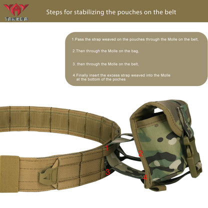YAKEDA Tactical Molle Battle Belt -Airsoft Combat Belt Quick Release Rigger 1.75 Inch Inner & Outer Heavy Duty Belts for Men (CP)