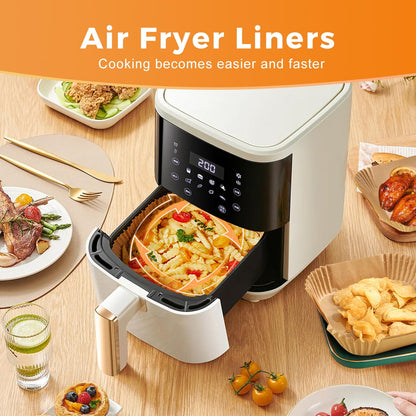 Air Fryer Paper Liners, 200pcs Air Fryer Liners Disposable, 8" Square Baking Liner for 5-8 qt Airfryer Basket, Non-stick and Oil Proof Parchment Paper for Oven, Pans & Baking