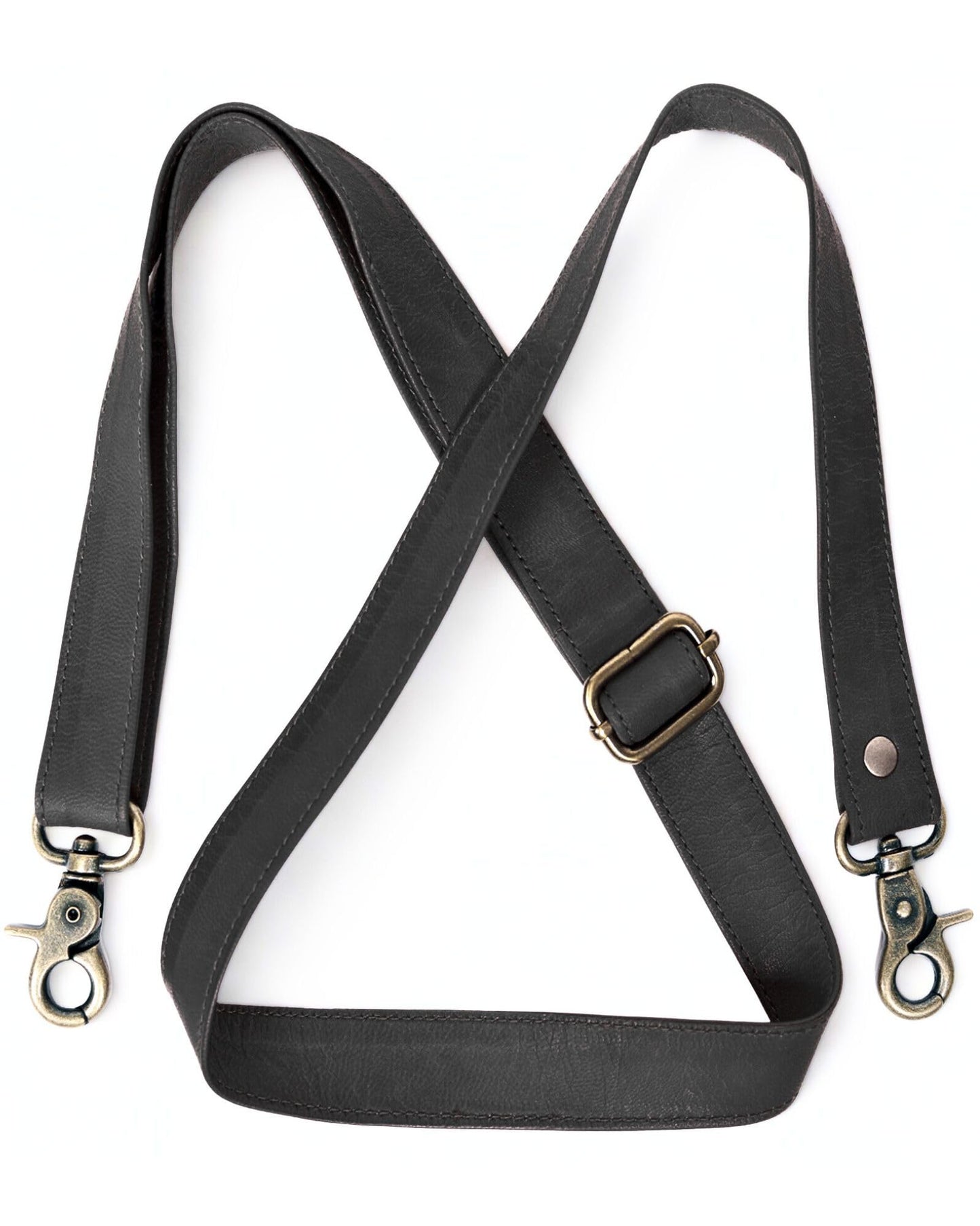 60-inch Genuine Leather Crossbody Strap Replacement for Purse, Handbag & Messenger Bag 1” Wide Adjustable Shoulder Strap (Black)
