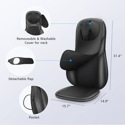 COMFIER Shiatsu Back Massager with Heat, Deep Kneading & Rolling Massage Chair Pad, Chair Massager for Office Home Use, Gift for Dad Mom
