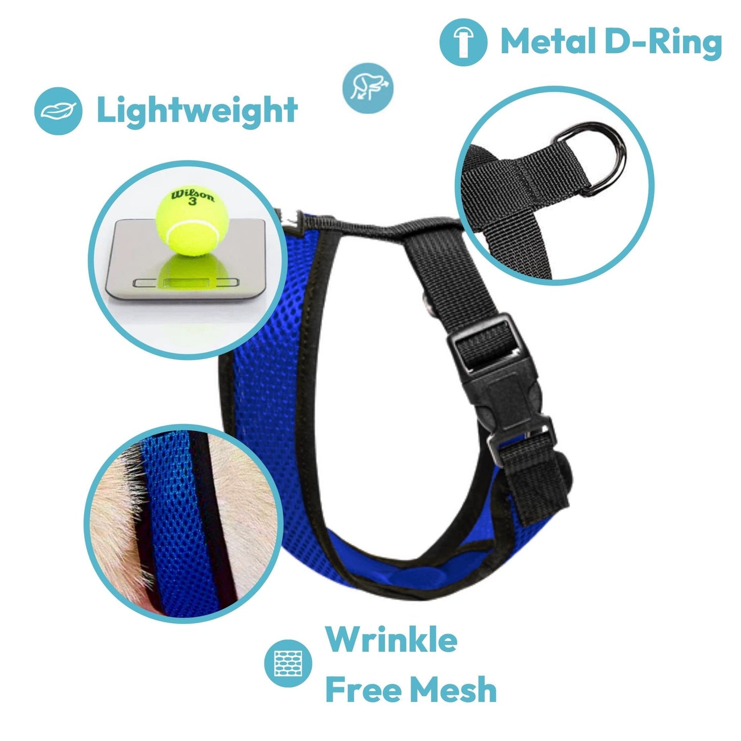 Gooby Choke Free Comfort X Soft Harness, Blue, Small