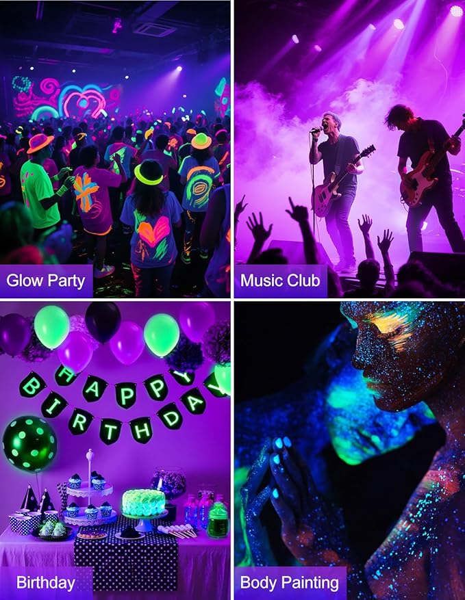Halloween Outdoor Black Light Spotlight, LED Black Lights Waterproof Landscape Lights with US Plug for Glow Party Body Paint Fluorescent Poster Stage Lighting Yard Garden Decoration(4 Pack)