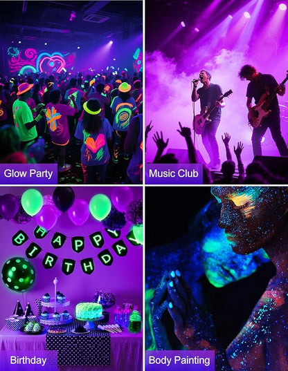 Halloween Outdoor Black Light Spotlight, LED Black Lights Waterproof Landscape Lights with US Plug for Glow Party Body Paint Fluorescent Poster Stage Lighting Yard Garden Decoration(4 Pack)