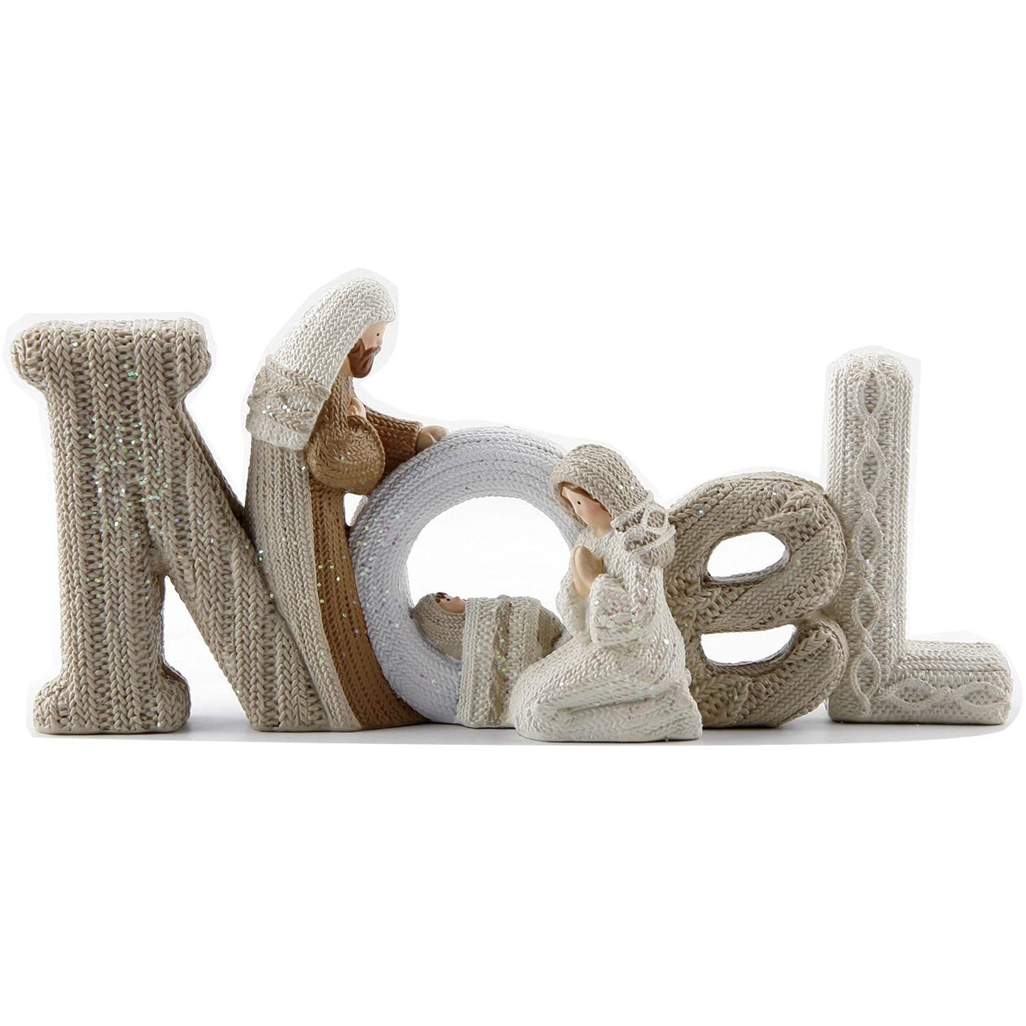KiaoTime Decorative Noel Sign Christmas Decor Nativity Scene Nativity Set Figurines Christmas Tabletop Decorations Holy Family Figurine and Statue, Seasonal Home Décor Accent for Christmas