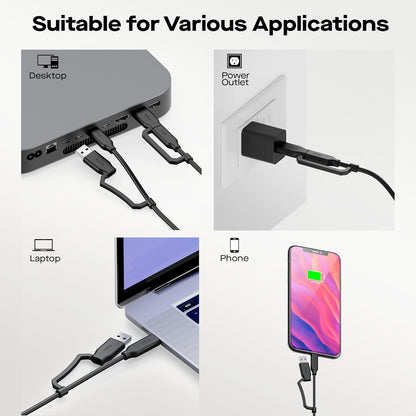 MP Mobile Pixels 2-in-1 USB Cable,3A/5.0 Gbps USB Type C to USB Type A/C Cable with Right Angle Head (3ft, Black)