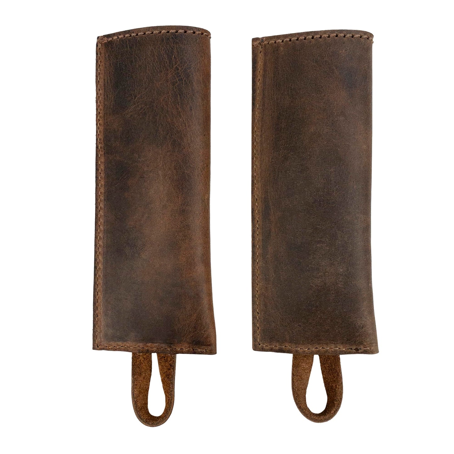 Cast Leather Co., Set of 2 Rectangular Pan Handle Covers, Sleeve for Metal Skillet Grip, Kitchen Accessories, Full Grain Leather, Handmade, Bourbon Brown