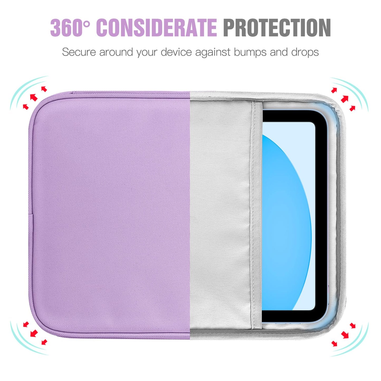 TiMOVO 9-11 Inch Tablet Sleeve Bag with Shoulder Strap for iPad 11-inch A16 2025, iPad 10th Gen. 10.9"/10.2", Galaxy Tab A9+/A11Plus 11", Purple