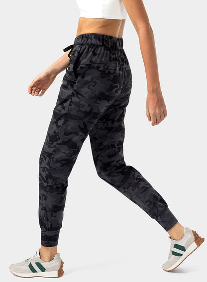 SANTINY Women's Joggers Pants Pockets Drawstring Running Sweatpants for Women Lounge Workout Jogging(Camo Deep Coal Multi_XS)