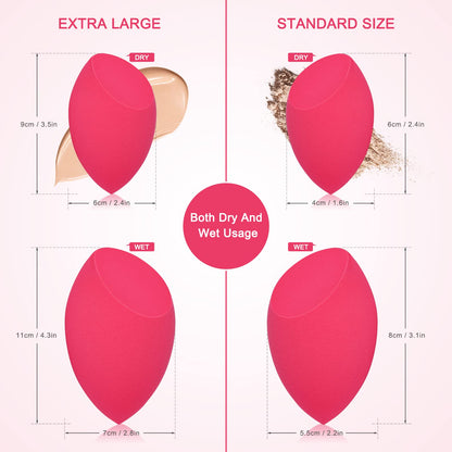 XL EXTRA LARGE Make Up Beauty Sponges Blender-Product contains: 1x Small(8cm) 1xExtra Large(11cm) and 2 Sponge Holder-for Face Body, Blush Cream, Liquid Foundation Powder Application, Ivory