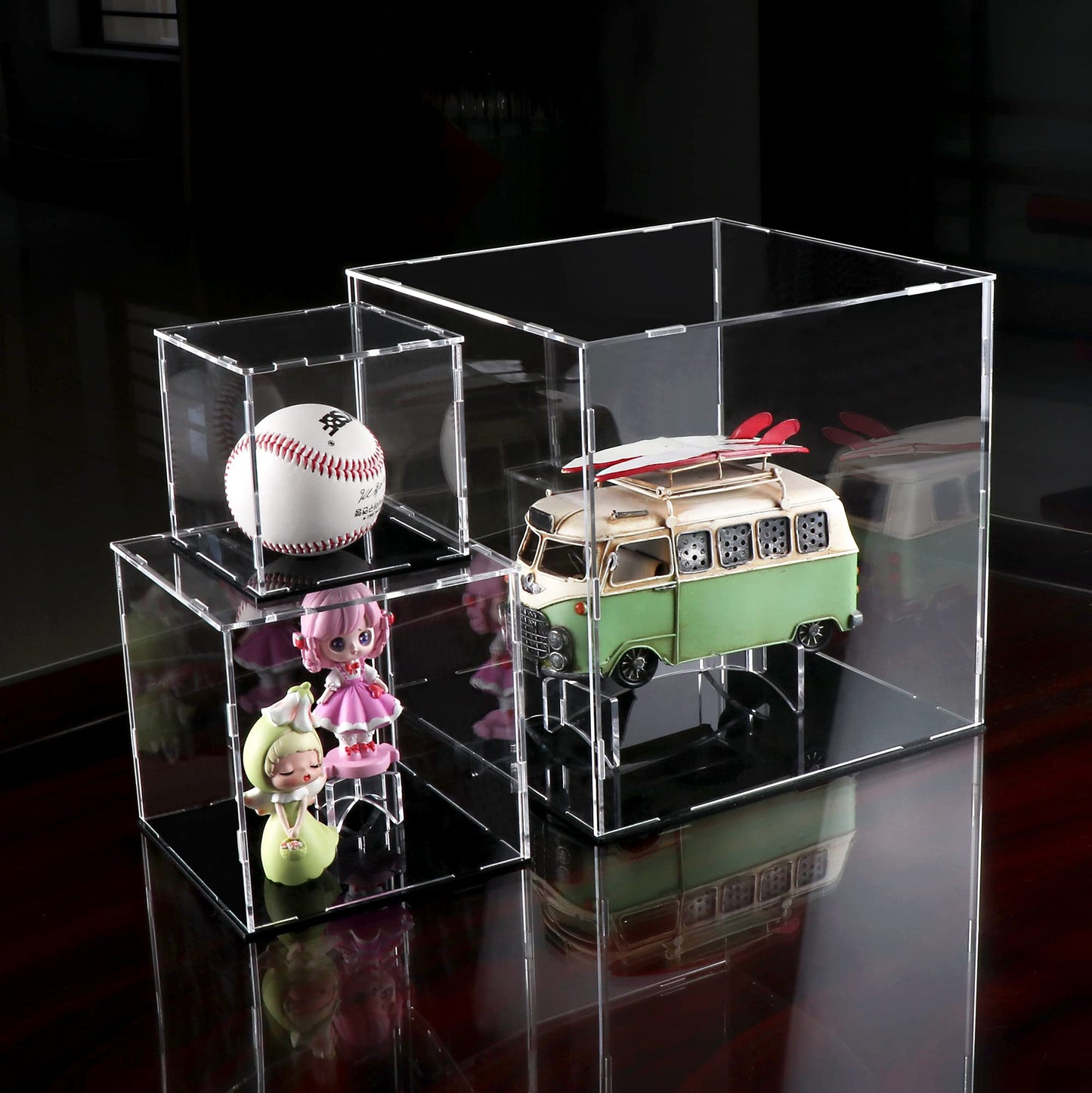 Evron Display Case for Collectibles Assemble Clear Acrylic Box Alternative Glass Case for Display Action Figures Home Storage & Organizing Toys (4x4x4 inch; 10x10x10 cm)