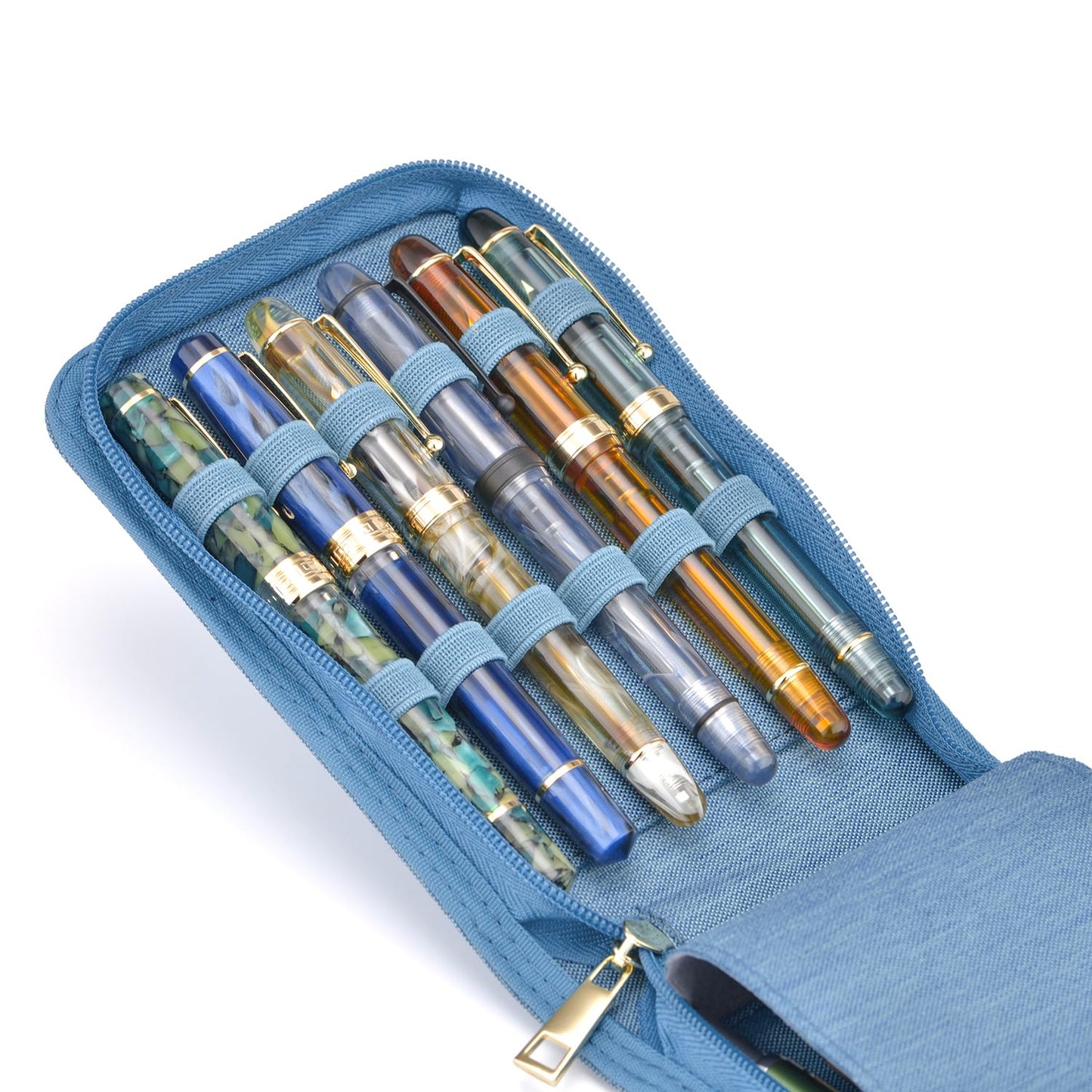 Lanxivi 12 Fountain Pen Case, Rollerball Pen Case Blue Color, Waterproof Canvas Pen Display Holder Organizer Bag